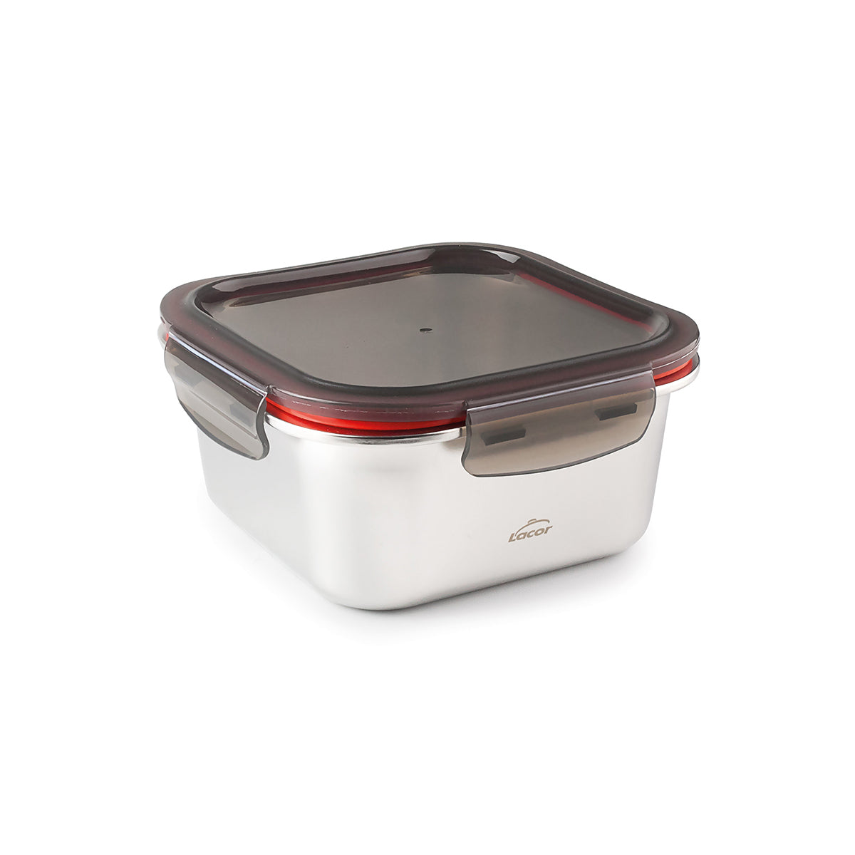 LACOR EcoInox - Recipiente Cuadrado de 0.65L en Acero Inoxidable Apto Microondas