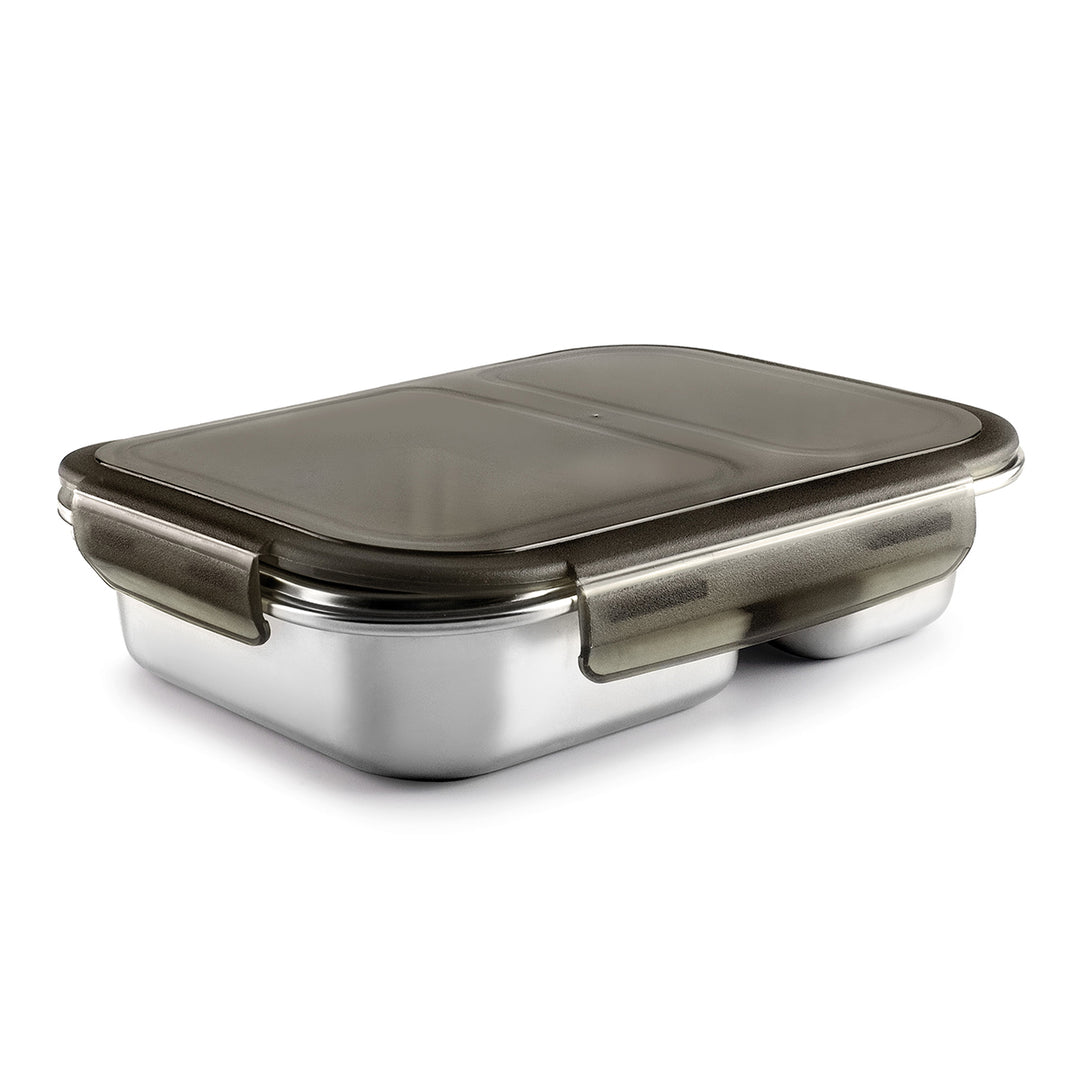 LACOR TwoGo - Recipiente Rectangular de 0.45L + 0.28L en Acero Inoxidable Apto Microondas