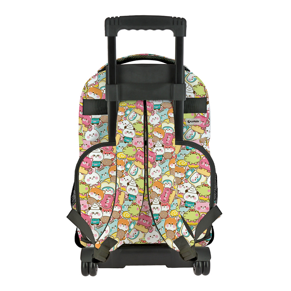 Grafoplás Design - Mochila Escolar 3 Cremalleras y Carrito Integrado. Acolchada. Kawaii
