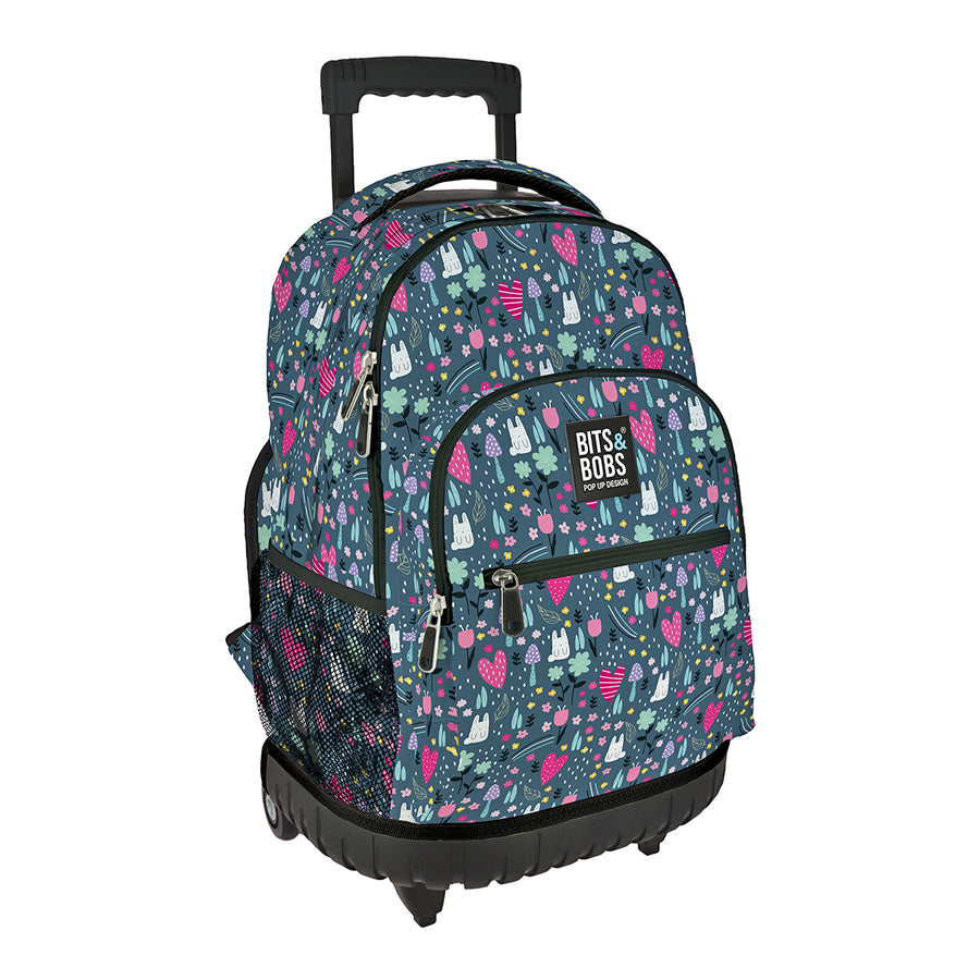 Grafoplás Design - Mochila Escolar 3 Cremalleras y Carrito Integrado. Acolchada. Park