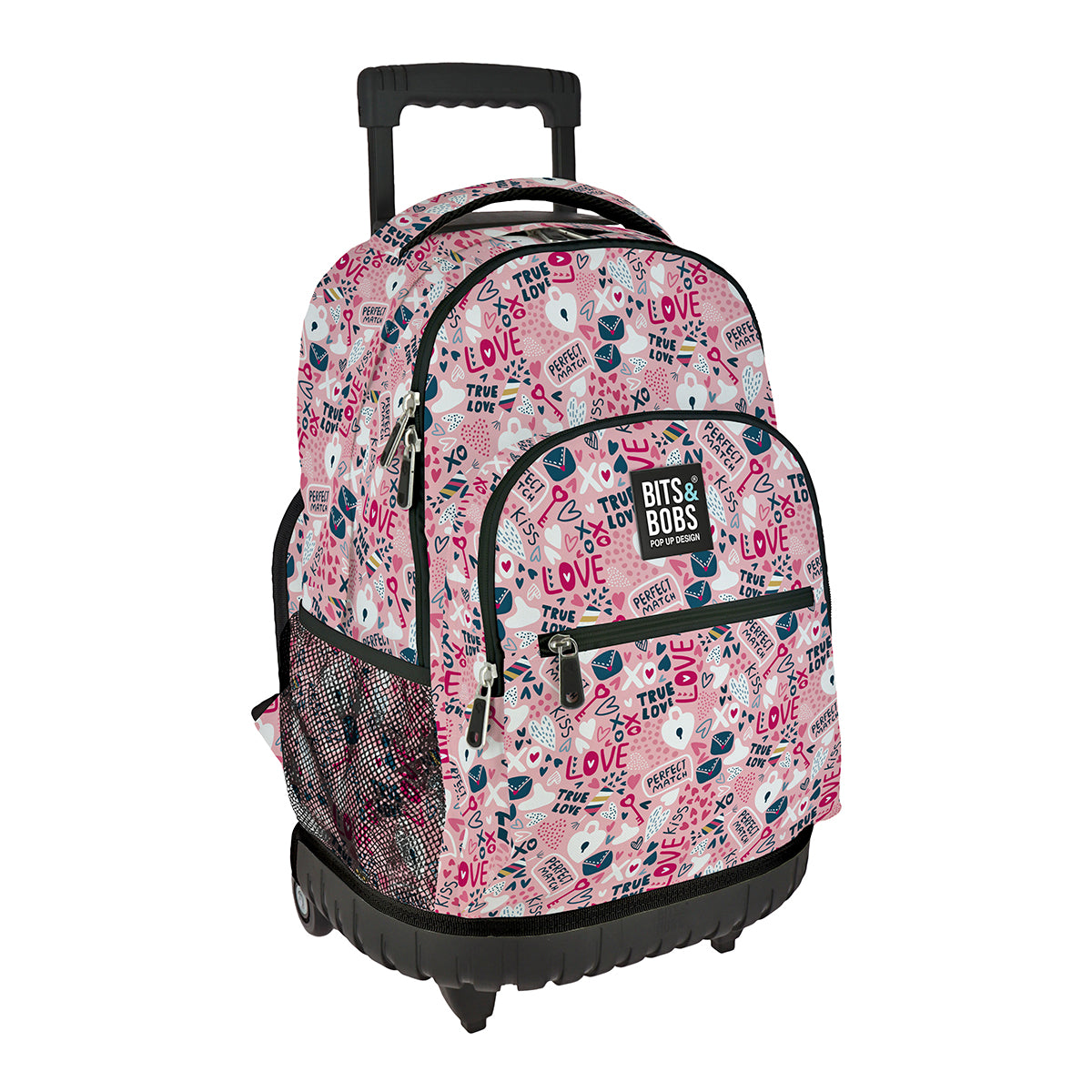 Grafoplás Design - Mochila Escolar 3 Cremalleras y Carrito Integrado. Acolchada. True Love
