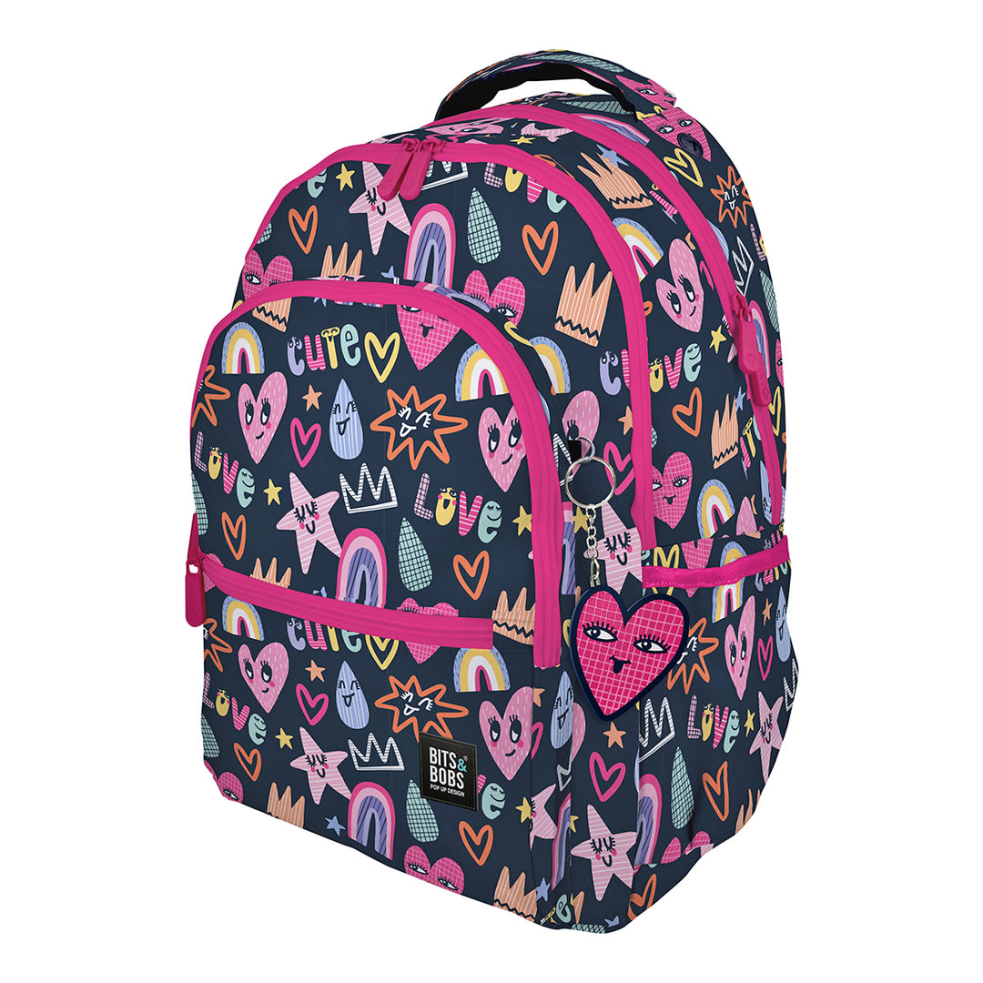 Grafoplás - Mochila Escolar 3 Cremalleras con Divisor Portátil y Adaptable Carrito. Cute