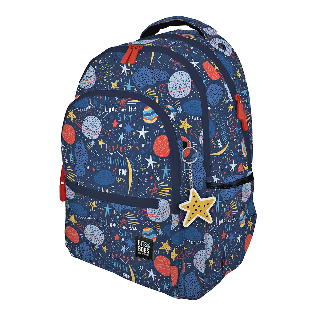 Grafoplás - Mochila Escolar 3 Cremalleras con Divisor Portátil y Adaptable Carrito. Planets