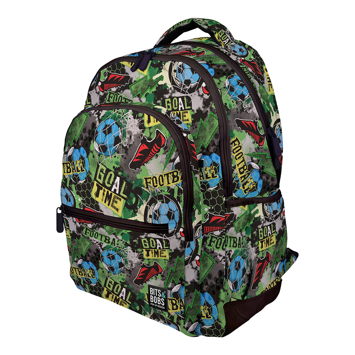 Grafoplás - Mochila Escolar 3 Cremalleras con Divisor Portátil y Adaptable Carrito. Goal Time