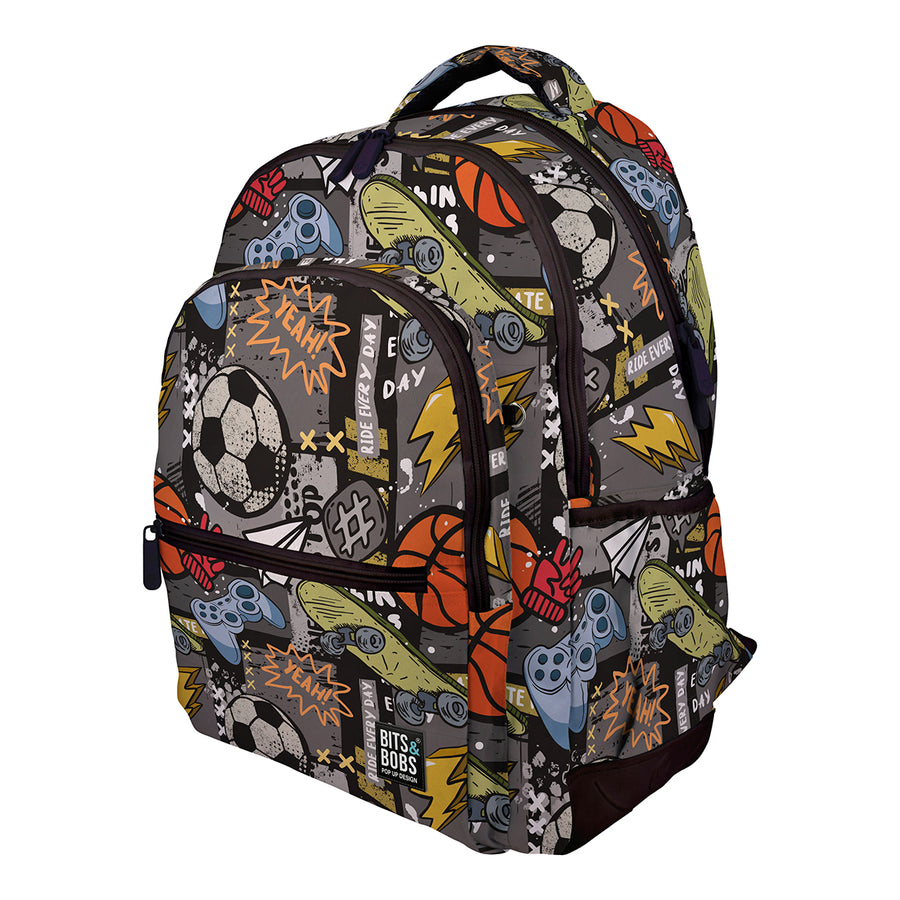Grafoplás - Mochila Escolar 3 Cremalleras con Divisor Portátil y Adaptable Carrito. Free Sport