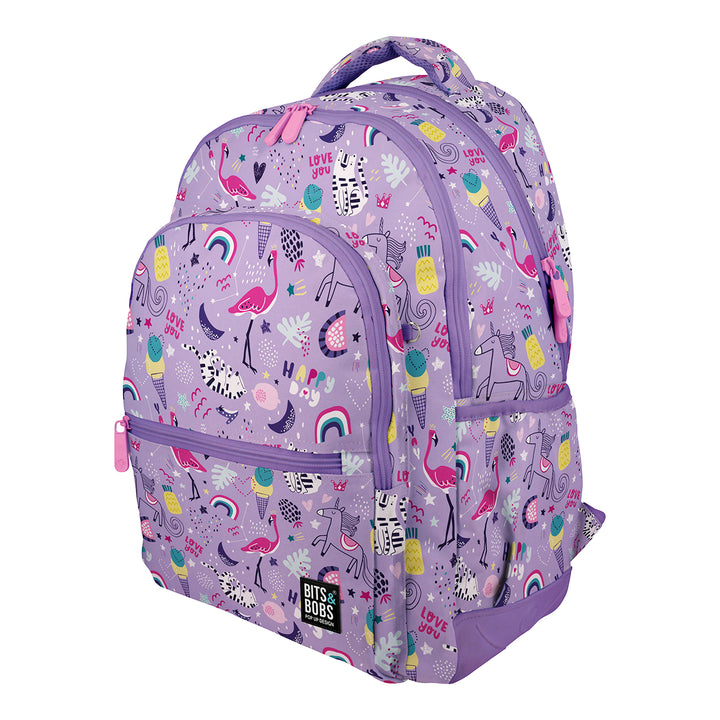 Grafoplás - Mochila Escolar 3 Cremalleras con Divisor Portátil y Adaptable Carrito. Happy