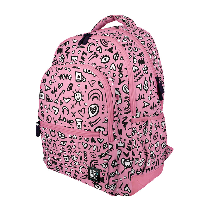 Grafoplás - Mochila Escolar 3 Cremalleras con Divisor Portátil y Adaptable Carrito. I Love You