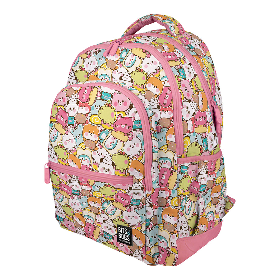 Grafoplás - Mochila Escolar 3 Cremalleras con Divisor Portátil y Adaptable Carrito. Kawaii