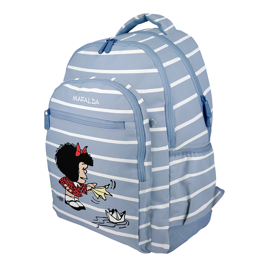 Grafoplás - Mochila Escolar 3 Cremalleras con Divisor Portátil y Adaptable Carrito. Mafalda Boat