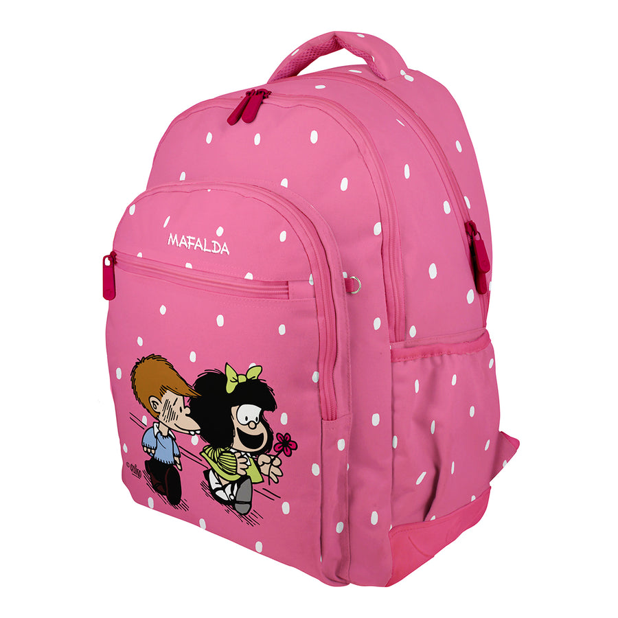 Grafoplás - Mochila Escolar 3 Cremalleras con Divisor Portátil y Adaptable Carrito. Mafalda Friends