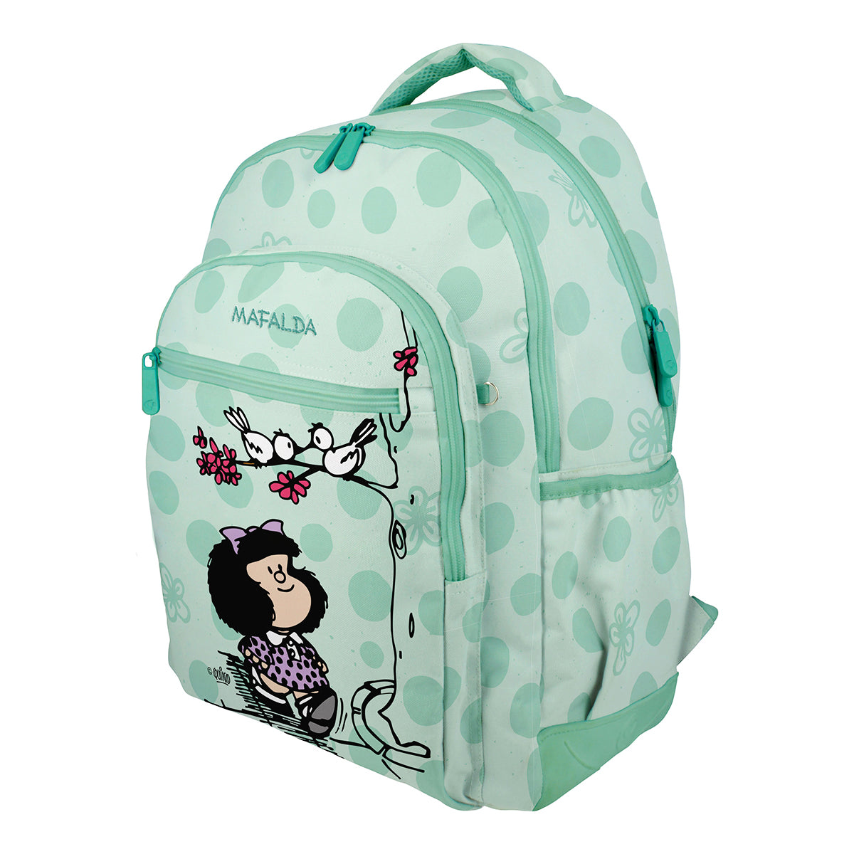 Grafoplás - Mochila Escolar 3 Cremalleras con Divisor Portátil y Adaptable Carrito. Mafalda Kiss