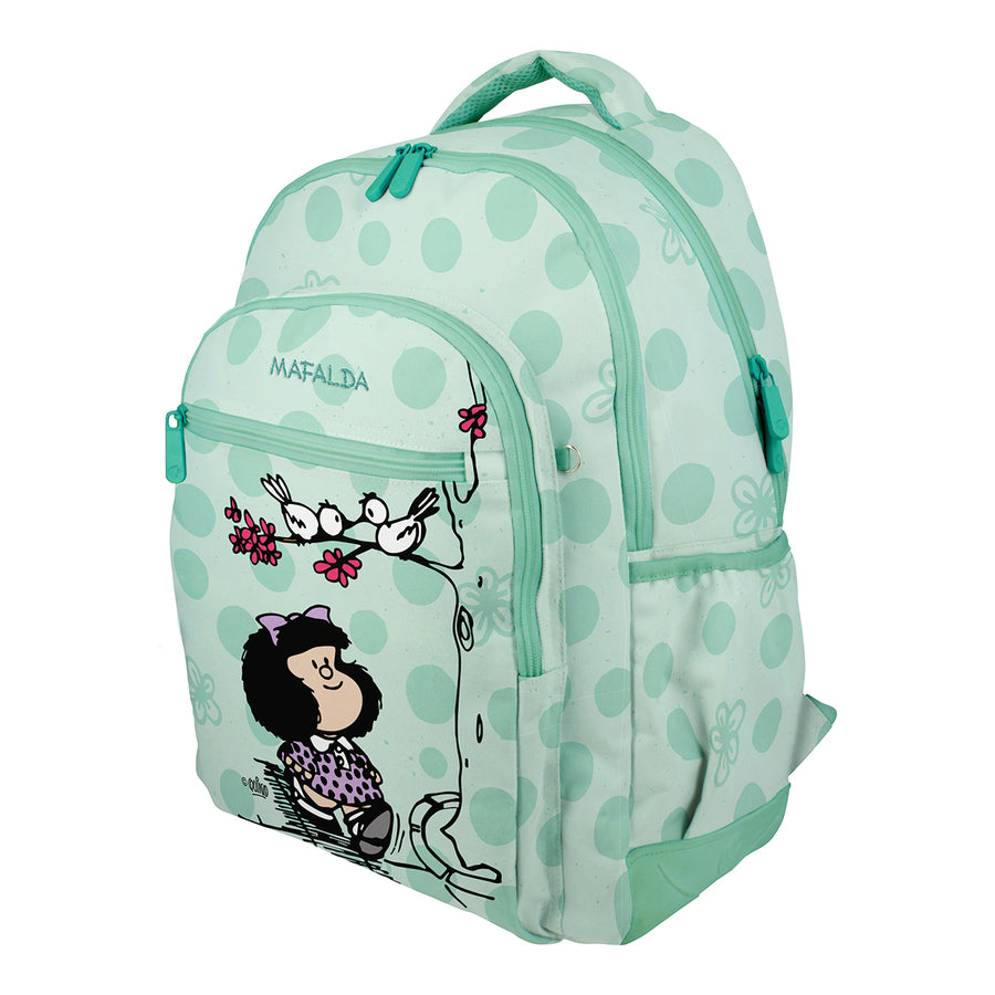 Grafoplás - Mochila Escolar 3 Cremalleras con Divisor Portátil y Adaptable Carrito. Mafalda Kiss