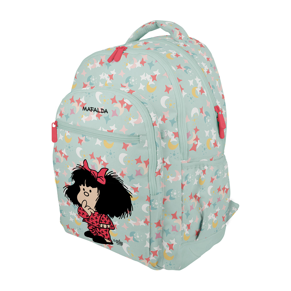 Grafoplás - Mochila Escolar 3 Cremalleras con Divisor Portátil y Adaptable Carrito. Mafalda Pijama