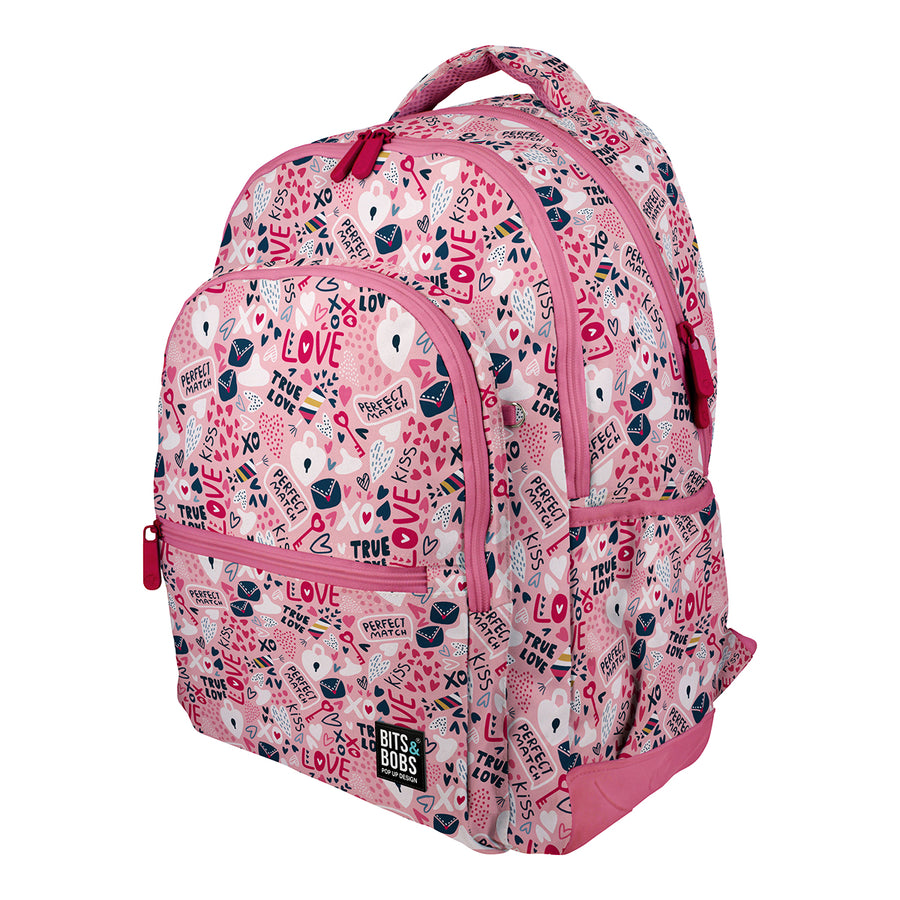 Grafoplás - Mochila Escolar 3 Cremalleras con Divisor Portátil y Adaptable Carrito. True Love