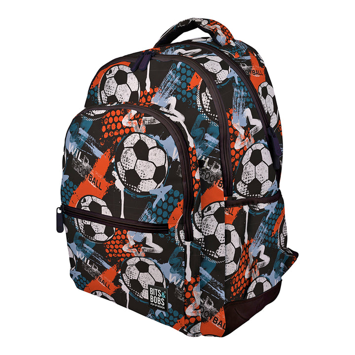 Grafoplás - Mochila Escolar 3 Cremalleras con Divisor Portátil y Adaptable Carrito. Wild Football