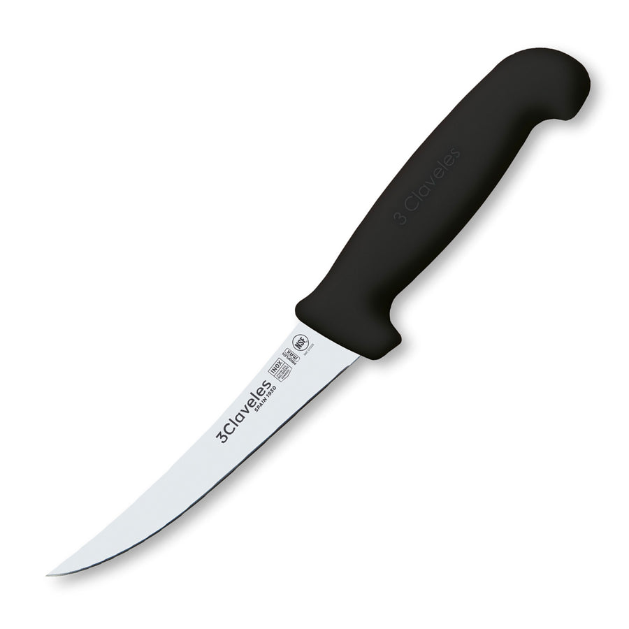 3 Claveles Proflex Max - Cuchillo Profesional Deshuesador Curvo Semi-Flexible 13 cm Ergonomico NSF. Negro
