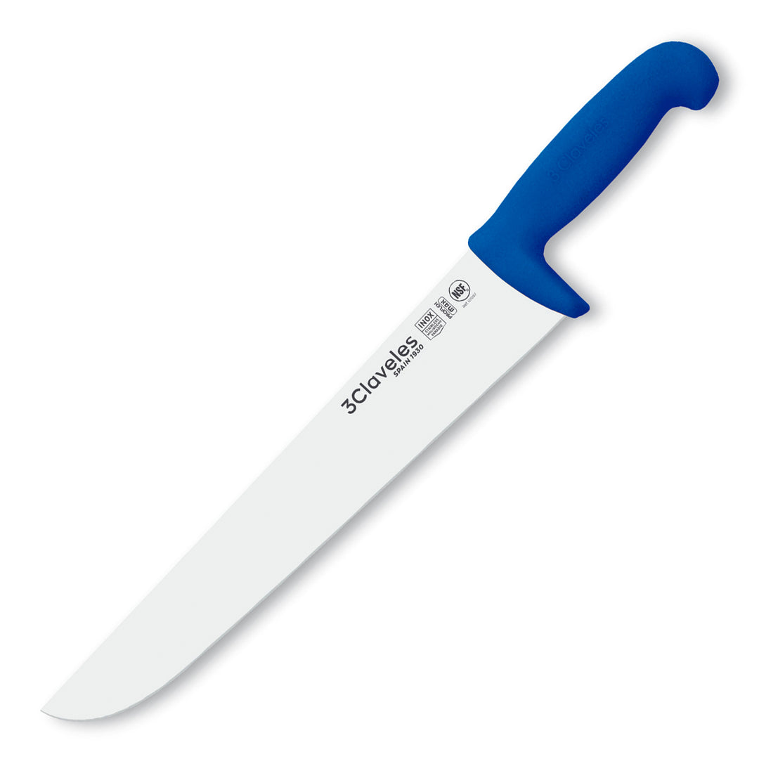 3 Claveles Proflex Max - Cuchillo Profesional Carnicero 30 cm Ergonomico NSF. Azul