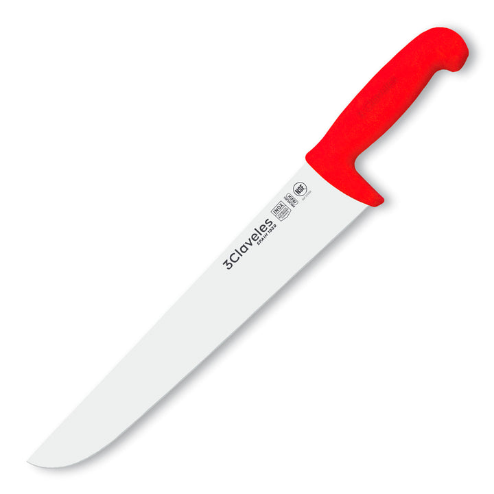 3 Claveles Proflex Max - Cuchillo Profesional Carnicero 30 cm Ergonomico NSF. Rojo