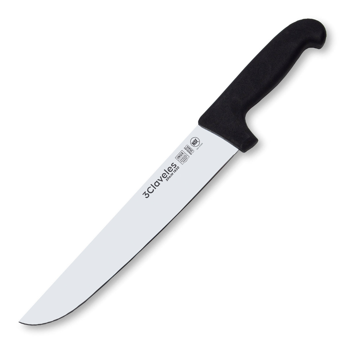 3 Claveles Proflex Max - Cuchillo Profesional Carnicero 26 cm Ergonomico NSF. Negro