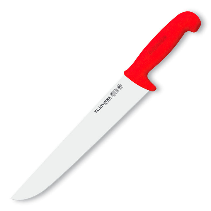 3 Claveles Proflex Max - Cuchillo Profesional Carnicero 26 cm Ergonomico NSF. Rojo