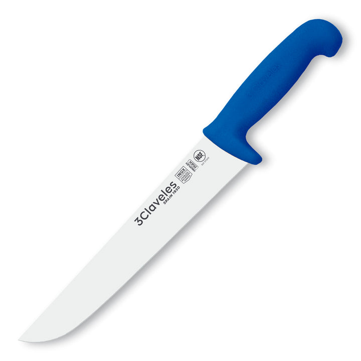 3 Claveles Proflex Max - Cuchillo Profesional Carnicero 24 cm Ergonomico NSF. Azul