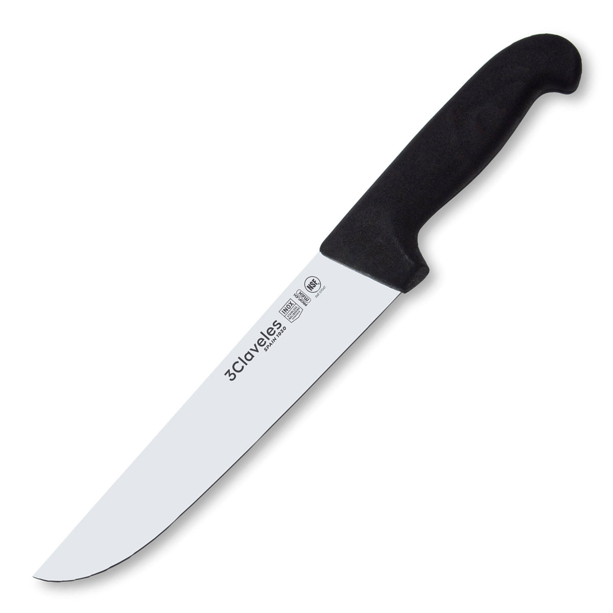 3 Claveles Proflex Max - Cuchillo Profesional Carnicero 20 cm Ergonomico NSF. Negro