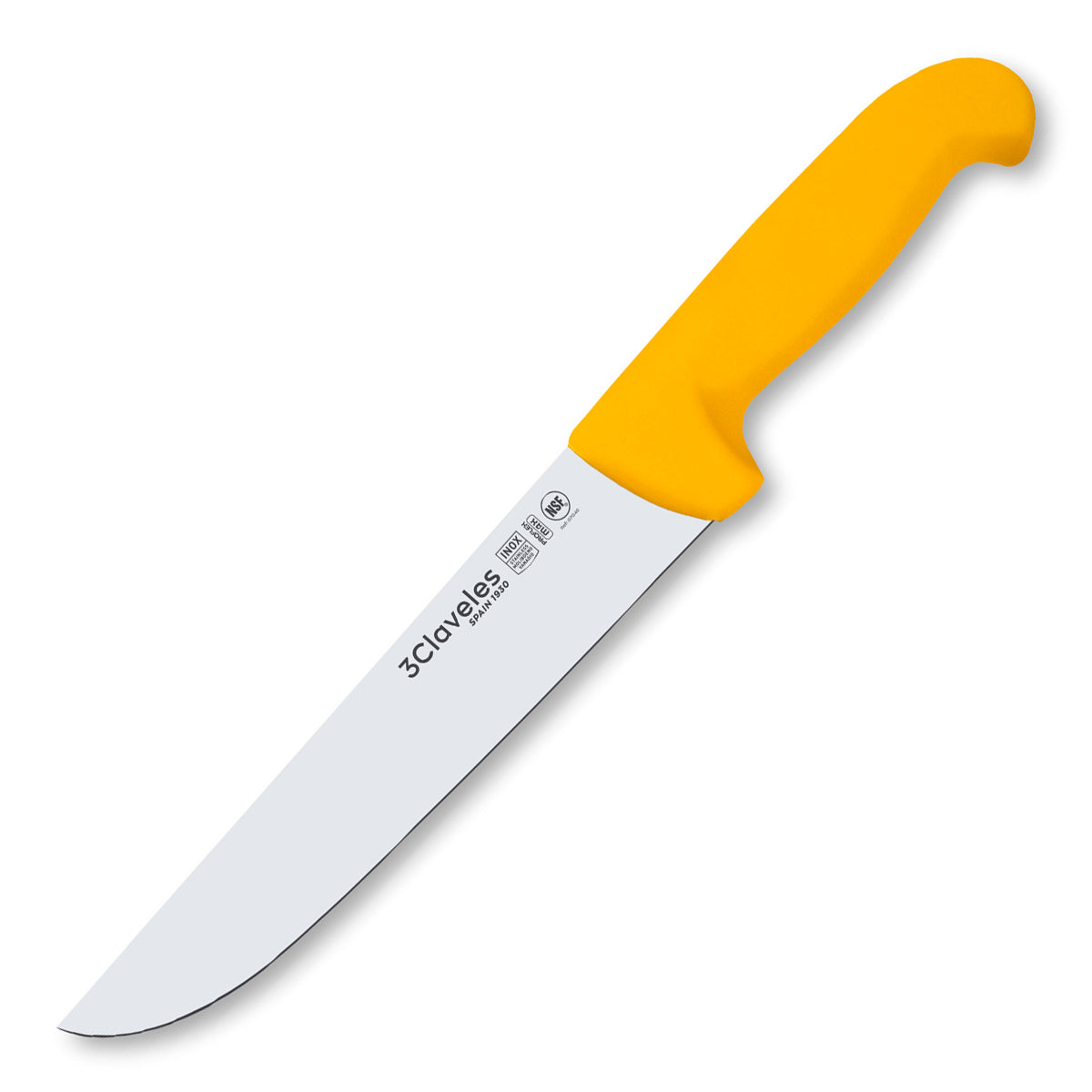 3 Claveles Proflex Max - Cuchillo Profesional Carnicero 20 cm Ergonomico NSF. Amarillo