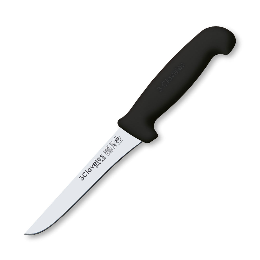3 Claveles Proflex Max - Cuchillo Profesional Deshuesador 13 cm Ergonomico NSF. Negro