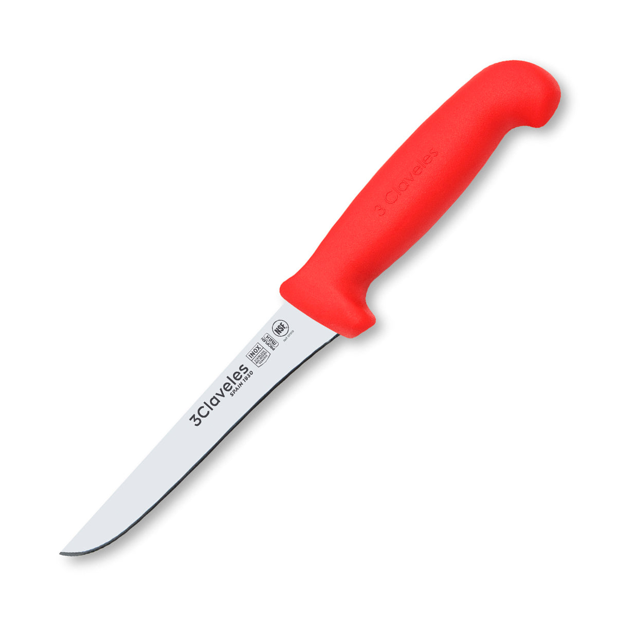 3 Claveles Proflex Max - Cuchillo Profesional Deshuesador 13 cm Ergonomico NSF. Rojo