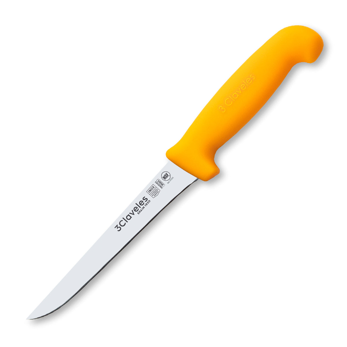 3 Claveles Proflex Max - Cuchillo Profesional Deshuesador 15 cm Ergonomico NSF. Amarillo
