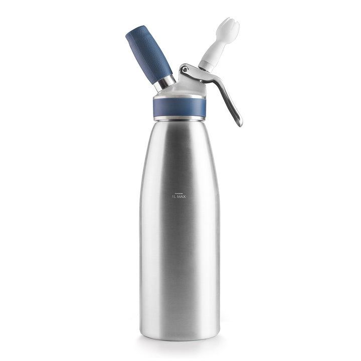 IBILI Krem - Sifón para Nata de 1.0L en Acero Inoxidable con 3 Boquillas y Accesorios