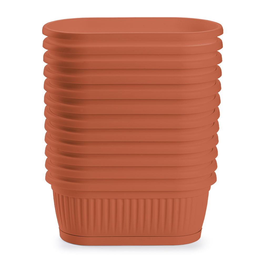 Plastic Forte - Jardinera Rectangular 22 cm con Plato Integrado. Terracota