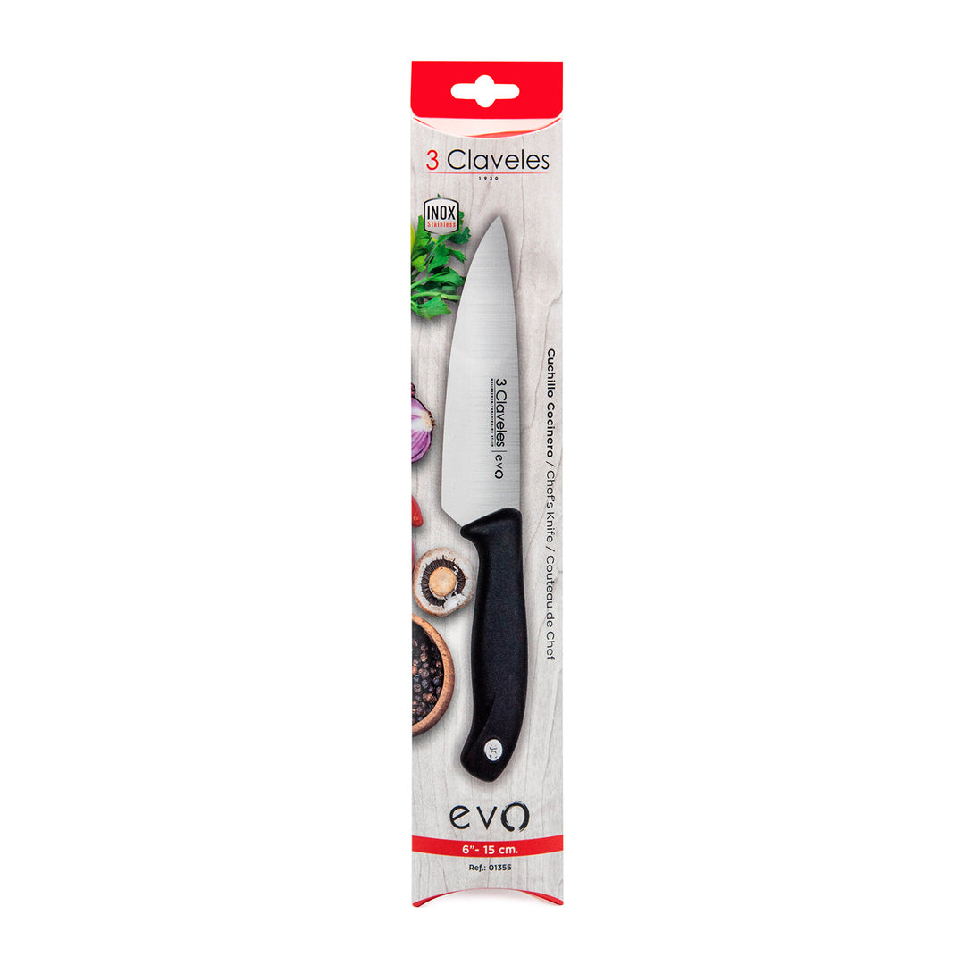 3 Claveles EVO - Cuchillo Cocinero de 15 cm Acero Inoxidable Mango Polipropileno