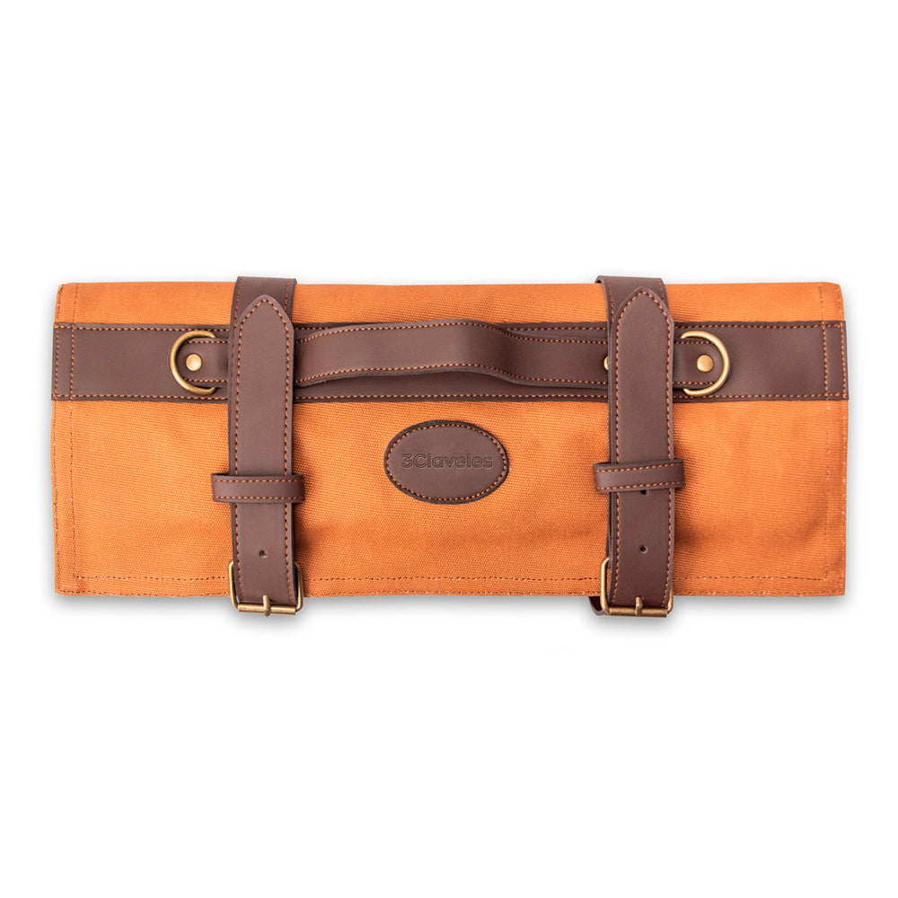 3 Claveles - Estuche Manta Profesional Enrollable de Loneta Encerada para 12 Cuchillos