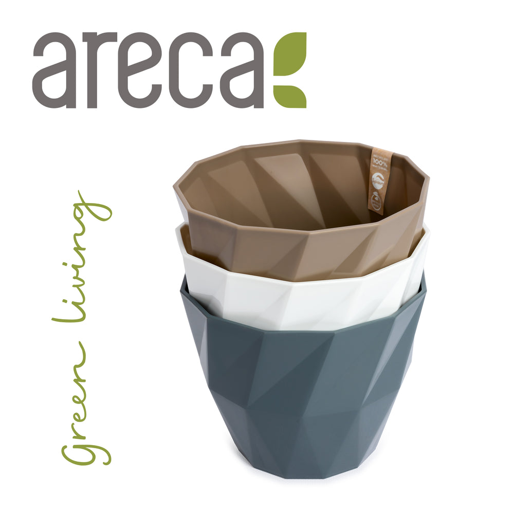 Areca Quartz - Maceta Redonda Decorativa 17 cm con Textura. Gris