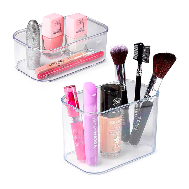 Plastic Forte - Set de 2 Bandejas Organizadoras de Cosmética. Transparentes