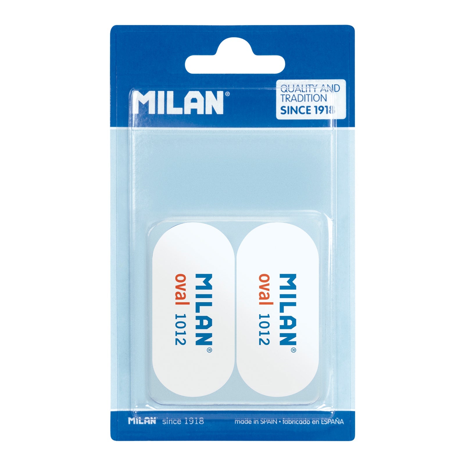 MILAN - Blíster 2 Gomas de Borrar Ovaladas Miga de Pan Oval 1012. Caucho Sintético