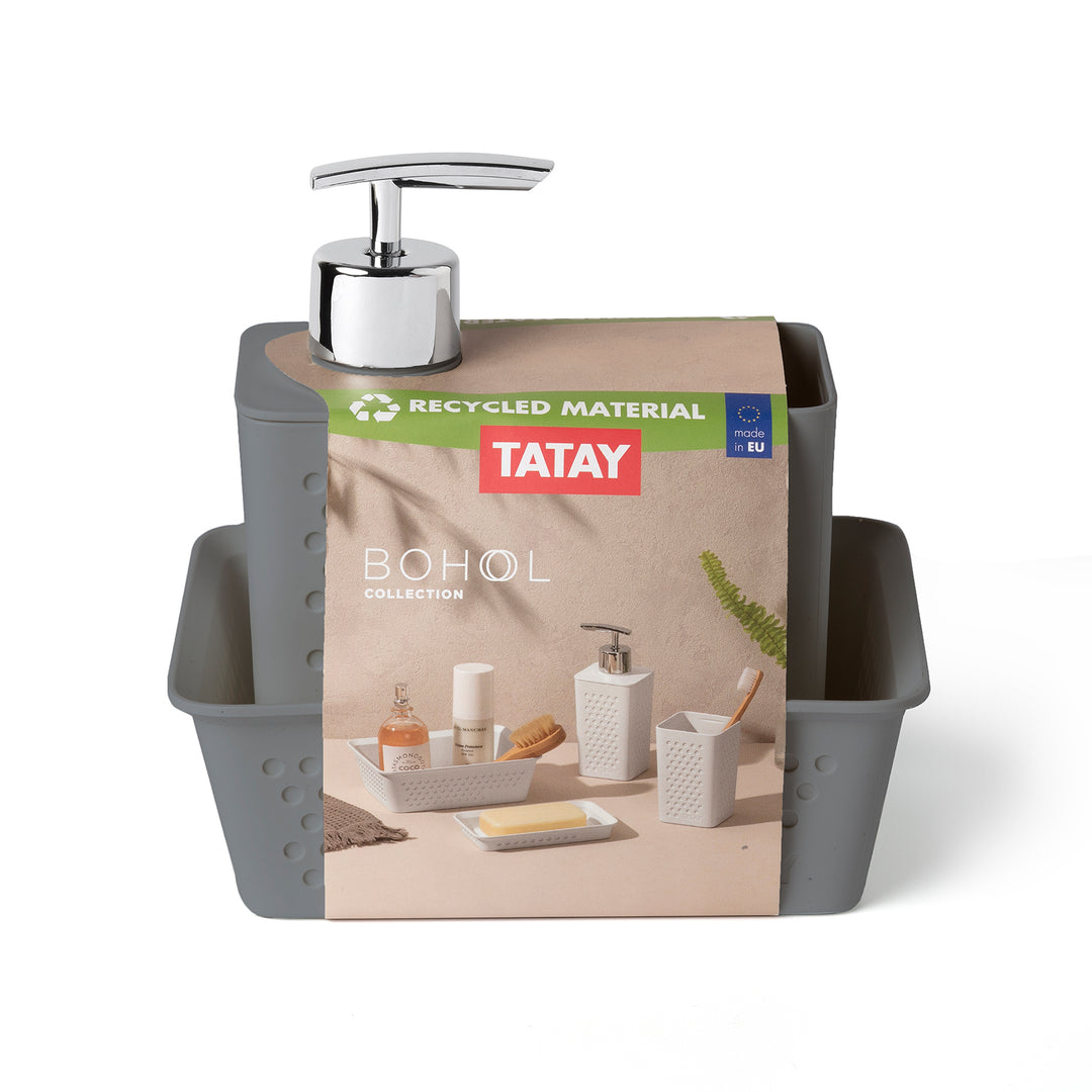 TATAY Bohol - Juego de Accesorios de Baño 3 Piezas en Plástico Reciclado. Gris Antracita