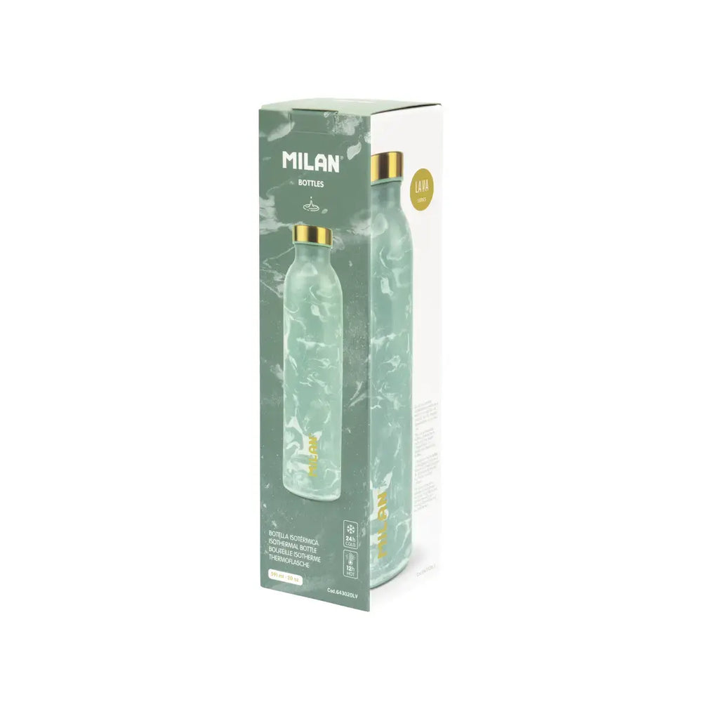 MILAN Lava - Botella Térmica Reutilizable 0.6L en Acero Inoxidable. Verde