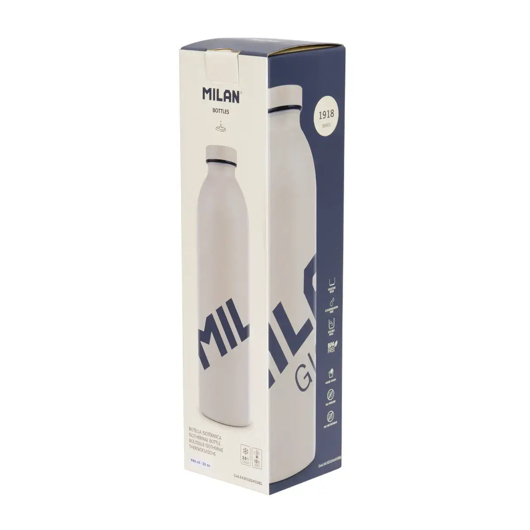 MILAN 403 Since 1918 - Botella Térmica Reutilizable 0.95L en Acero Inoxidable. Beige