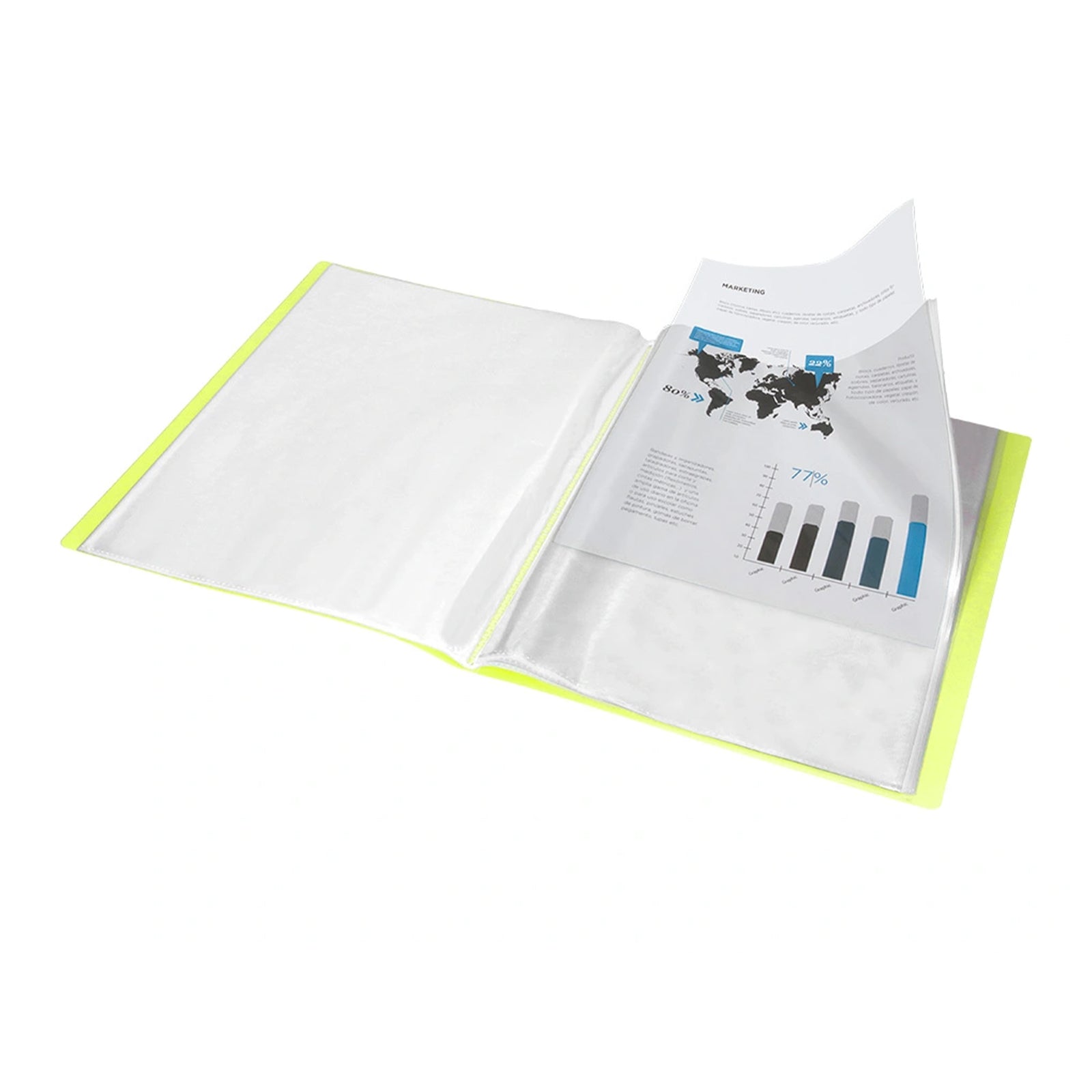 LIDERPAPEL - Carpeta Fundas de Plástico A4 con 20 Fundas Transparentes. Amarillo Fluor