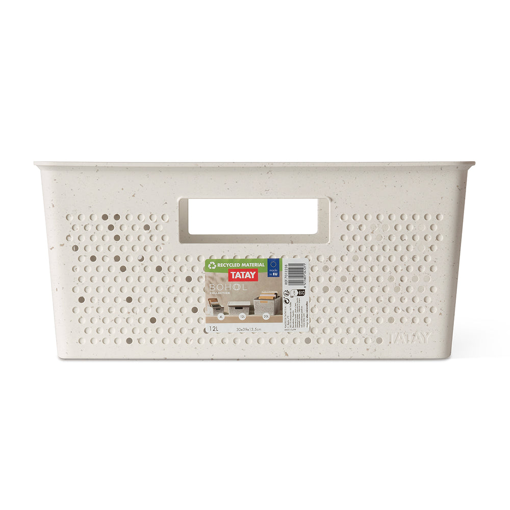 TATAY Bohol - Caja Organizadora Rectangular 12L Plástico Reciclado. EcoHome Beige