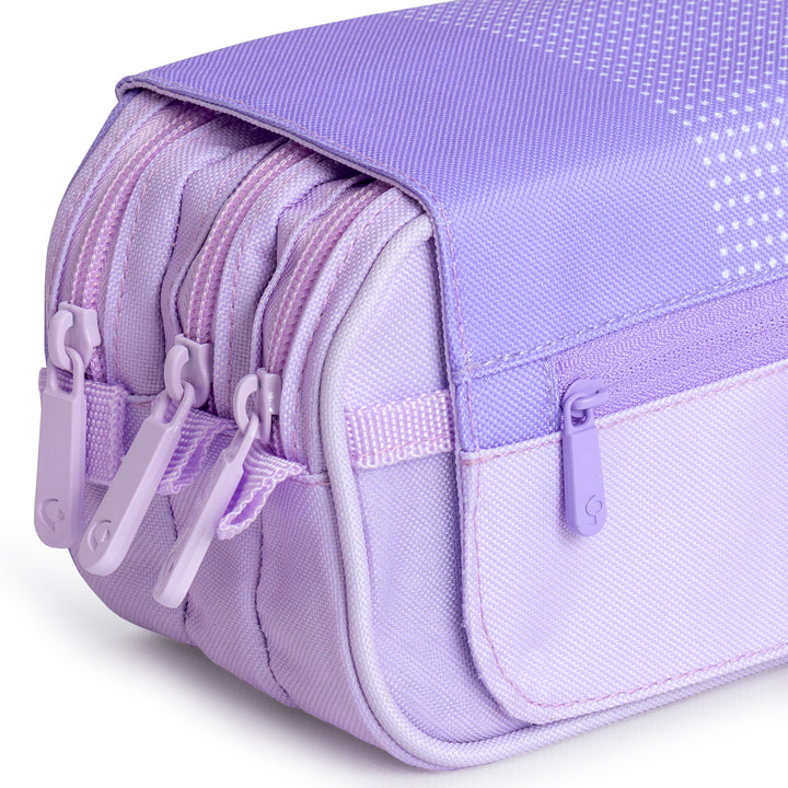 ColePack Kuru24 - Estuche Triple de 3 Cremalleras con Material Escolar Incluido. Lavanda