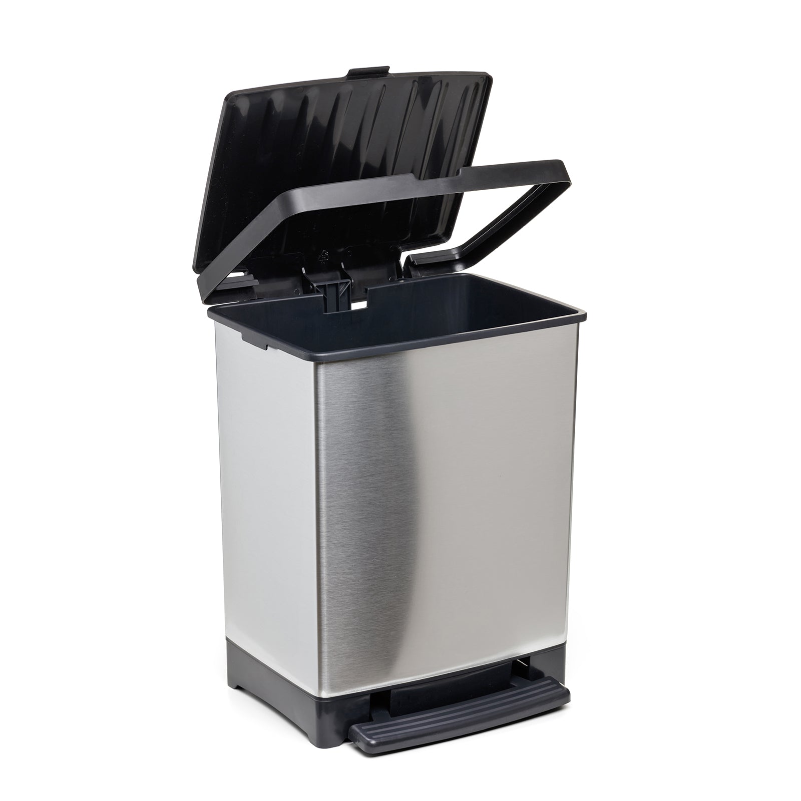 TATAY Trend - Cubo Basura de 25L con Pedal Ancho Retractil. Acabado IML Metalizado