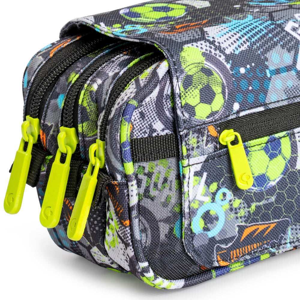 ColePack EcoDes - Estuche Triple de 3 Cremalleras con Material Escolar Incluido. Goal