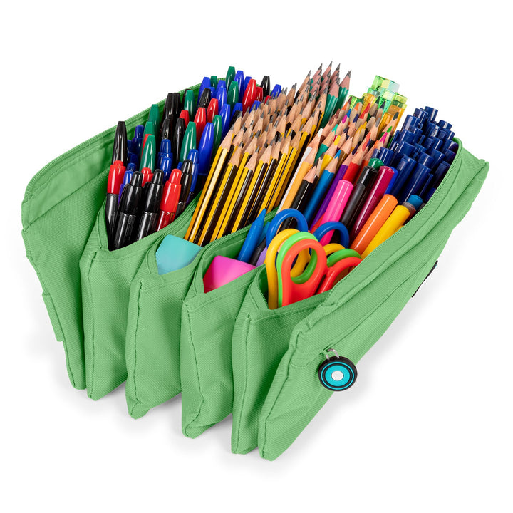 ColePack Eco36 - Estuche Cuadruple de 4 Cremalleras con Material Escolar Incluido. Menta