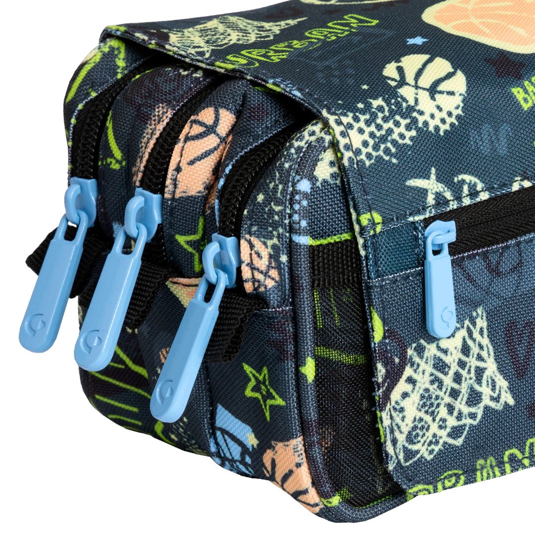 ColePack EcoDes - Estuche Triple de 3 Cremalleras con Material Escolar Incluido. Streetball