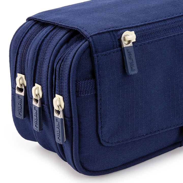 ColePack ECO Milan - Estuche Triple de 3 Cremalleras y Material Escolar Incluido. Azul 1918