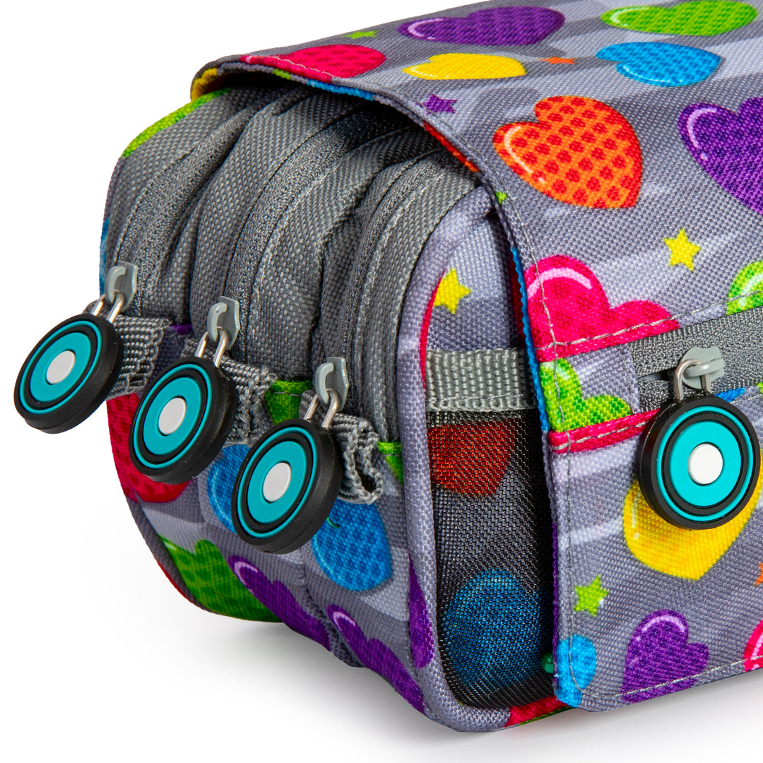 ColePack Design - Estuche Triple de 3 Cremalleras con Material Escolar Incluido. Heart