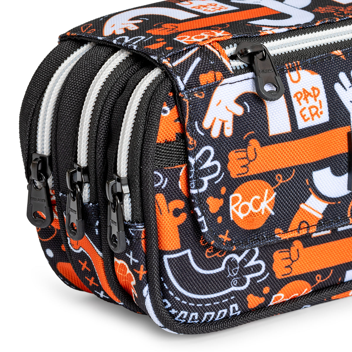 ColePack ECO Milan - Estuche Triple de 3 Cremalleras y Material Escolar Incluido. Fingers